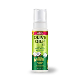 ORS Olive Oil Hold & Shine Wrap Set Mousse Infused with Coconut Oil for Restorative Shine 7OZ - Beautylicious Canada