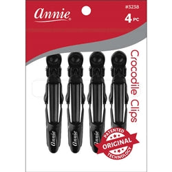 Annie Crocodile Clip 4.5" 4ct Black *3238