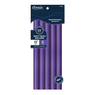 ANNIE 3/4" DIAMETER SOFT TWIST ROLLERS 12" 6PCS #1259