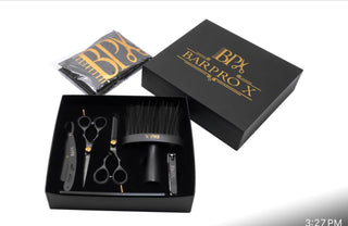 BPX BARBER's Master KIT (7 Items, 6.5" Scissors & 4 Complimentary Hair Clips & Cape)