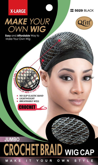 QFITT JUMBO CROCHET BRAID WIG CAP - BLACK * 5029