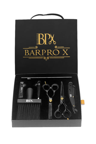 BPX BARBER's Master KIT 2.0 (8 Items, 7.5" Scissors & 4 Complimentary Hair Clips & Cape)