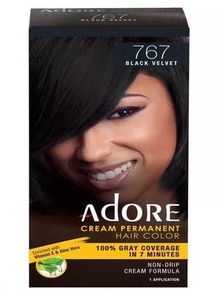 ADORE CREAM PERMANENT HAIR COLOR 767 BLACK VELVET - Beautylicious Canada
