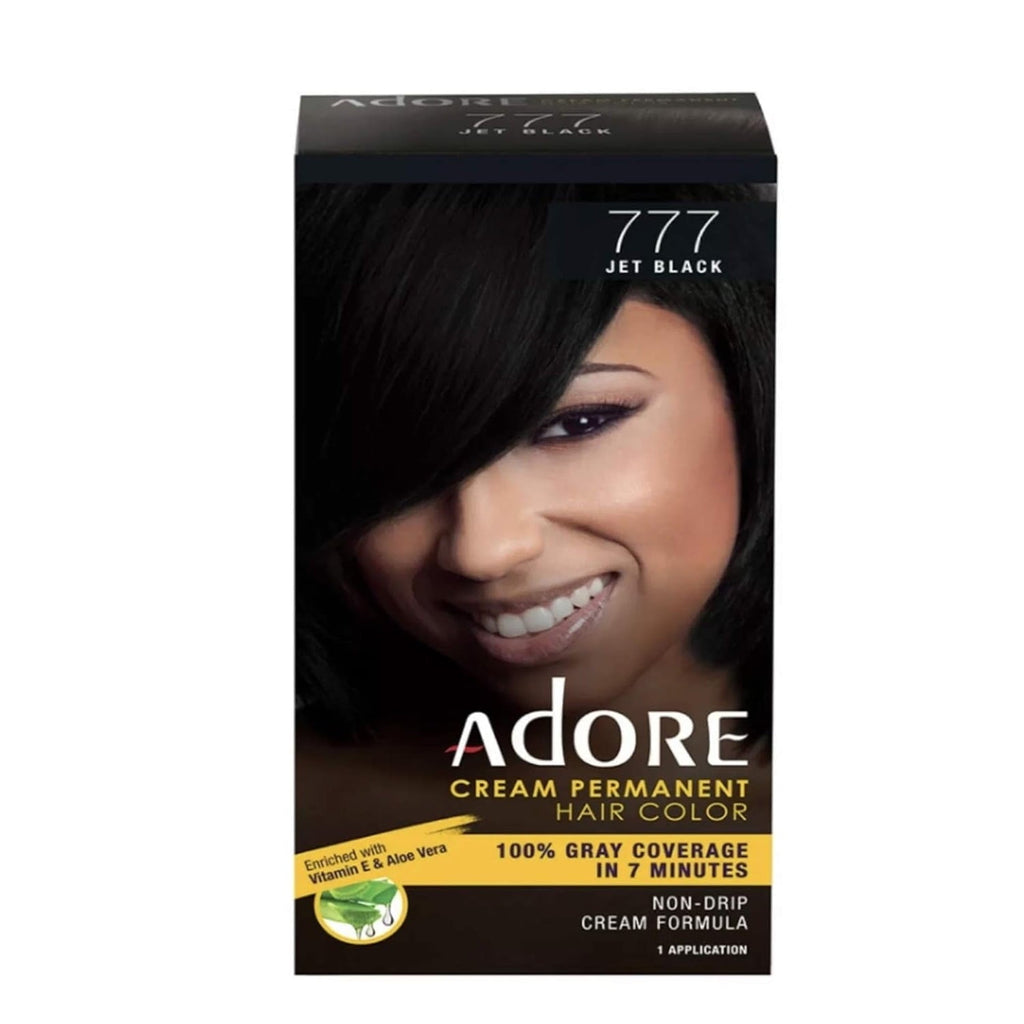 ADORE CREAM PERMANENT HAIR COLOR 777 JET BLACK - Beautylicious Canada