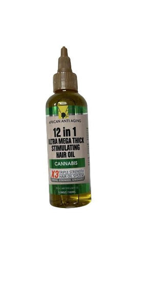 AFRICAN ANTI AGING 12 - IN - 1 ULTRA MEGA THICK STIMULATING HAIR OIL - CANNABIS 3.38OZ - Beautylicious Canada