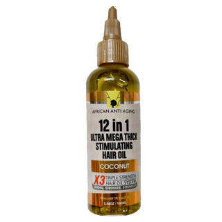 AFRICAN ANTI AGING 12 - IN - 1 ULTRA MEGA THICK STIMULATING HAIR OIL - COCONUT 3.38OZ - Beautylicious Canada