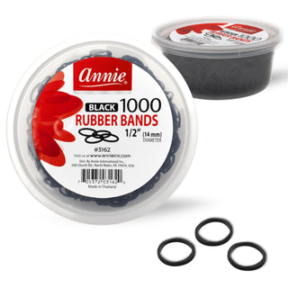 ANNIE 1000 CT 1/2" RUBBER BANDS - BLACK 3162 - Beautylicious Canada