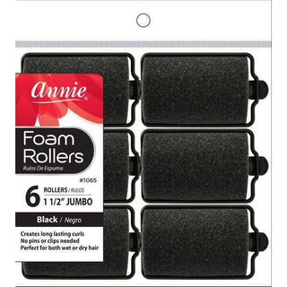 Annie Foam Rollers Jumbo 6Ct Black *1065 - Beautylicious Canada