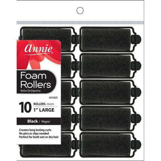 Annie Foam Rollers Large 10Ct Black *1063 - Beautylicious Canada