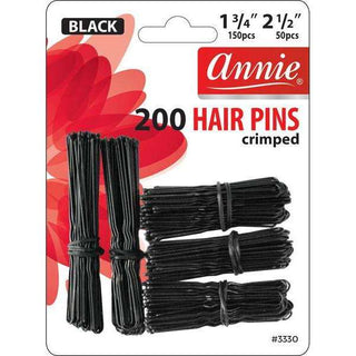 Annie Hair Pins 1 3/4" & 2 1/2" 200Ct Black *3330 - Beautylicious Canada