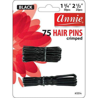 Annie Hair Pins 1 3/4" And 2 1/2" 75Ct Black *3314 - Beautylicious Canada