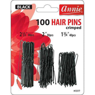 Annie Hair Pins 2 1/2" And 2" & 1 3/4" 100Ct Black *3317 - Beautylicious Canada