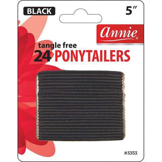 Annie No Tangle Ponytailers 5In 24ct Black Thin *3353 - Beautylicious Canada