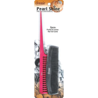 Annie Pearl Shine Combs Pocket And Rat Tail 2Ct Asst Color *152 - Beautylicious Canada