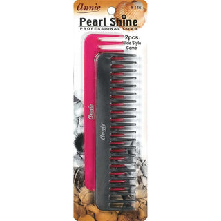 Annie Pearl Shine Combs Wide Tooth 2Ct Asst Color *146 - Beautylicious Canada