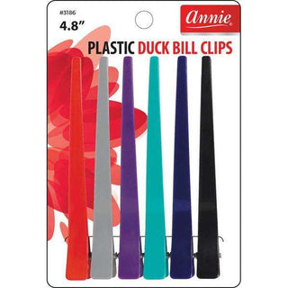 Annie Plastic Duck Bill Clips 4.8In 6Ct Asst Color *3186 - Beautylicious Canada