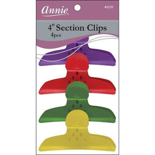 Annie Round Handle Section Clip 4Ct Solid Asst Color *3235 - Beautylicious Canada