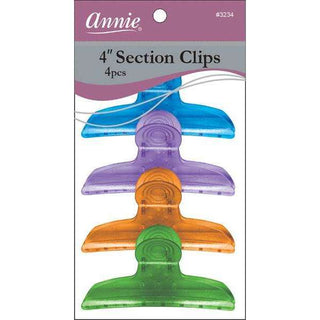 Annie Round Handle Section Clip 4Ct Transparent Asst Color *3234 - Beautylicious Canada