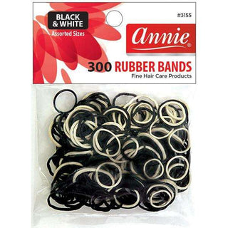 Annie Rubber Bands Asst Size 300Ct Black and White *3155 - Beautylicious Canada