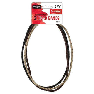 Annie Rubberized Head Band 3ct Asst Color *3384 - Beautylicious Canada