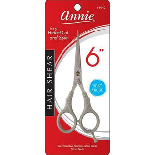 Annie Sand Blasted Stainless Steel Shears 6 Inch Grey *5040 - Beautylicious Canada
