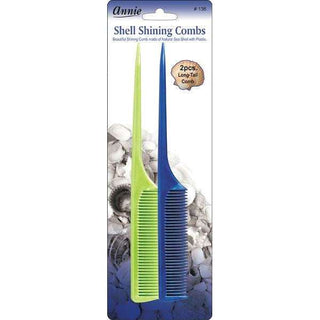 Annie Shell Shining Combs Long Tail 2Ct Asst Color *136 - Beautylicious Canada