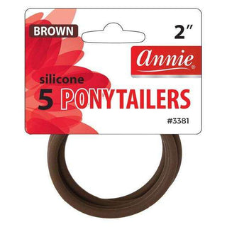 Annie Silicone Ponytailers 5ct Brown *3381 - Beautylicious Canada