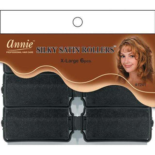 Annie Silky Satin Rollers Size XL 6Ct Black *1241 - Beautylicious Canada