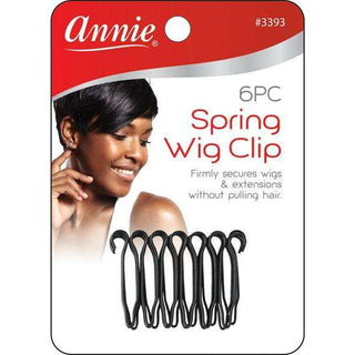 Annie Spring Wig Clip 6ct Black *3393 - Beautylicious Canada