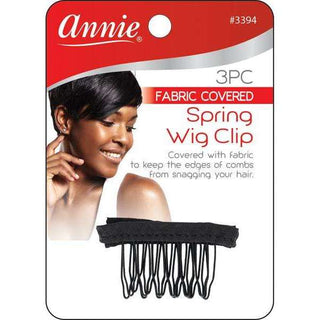 Annie Spring Wig Clip with Fabric 3ct Black *3394 - Beautylicious Canada