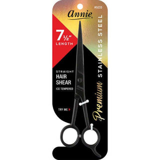 Annie Stainless Steel Straight Hair Shears 7.5" Matte Black *5233 - Beautylicious Canada