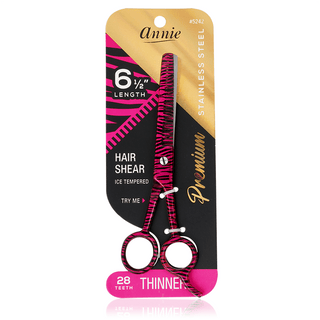 Annie Stainless Steel Thinning Hair Shears 6.5 Inch Pink Zebra Pattern *5242 - Beautylicious Canada