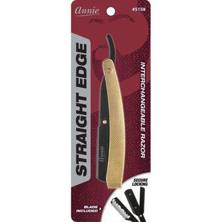 Annie Straight Edge Razor Gold with Matte Black *5158 - Beautylicious Canada