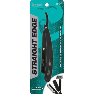 Annie Straight Edge Razor Matte Black *5157 - Beautylicious Canada