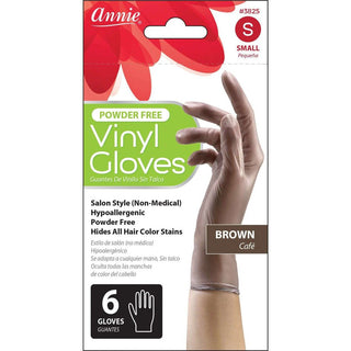 Annie Vinyl Gloves 6Ct Brown *3826 - Beautylicious Canada