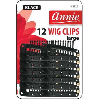 Annie Wig Clips Large 12Ct Black *3226 - Beautylicious Canada