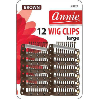 Annie Wig Clips Large 12Ct Brown *3224 - Beautylicious Canada