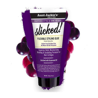 AUNT JACKIE’S GRAPESEED FRIZZ & SHINE RECIPES SLICKED! Flexible Styling Glue 4oz - Beautylicious Canada