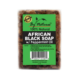 BY NATURE'S 100% NATURAL AFRICAN BLACK SOAP W/ PEPPERMINT OIL 6.5OZ - Beautylicious Canada