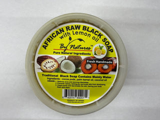 BY NATURE'S AFRICAN RAW BLACK SOAP W/ LEMON OIL 7OZ - Beautylicious Canada
