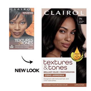 CLAIROL TEXTURES & TONES Permanent Hair Color Kit 1N NATURAL BLACK - Beautylicious Canada