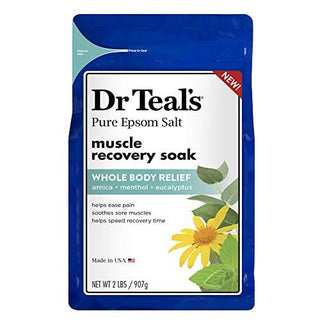 DR TEAL'S Epsom Salt Muscle Recovery Soak Whole Body Relief with Arnica, Menthol, Eucalyptus 2lb - Beautylicious Canada