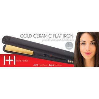 Hot & Hotter Gold Ceramic On/Off Flat Iron 1 Inch - Beautylicious Canada