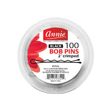 ANNIE 2" BLACK CRIMPED BOB PINS 100CT #3324
