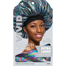 MS REMI VIVD SILKY SATIN BONNET EXTRA LARGE- PLATINUM LEOPARD * 3692