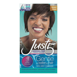 JUST 5 AMMONIA - FREE PERMANENT HAIRCOLOUR J20 DARKEST BROWN - Beautylicious Canada