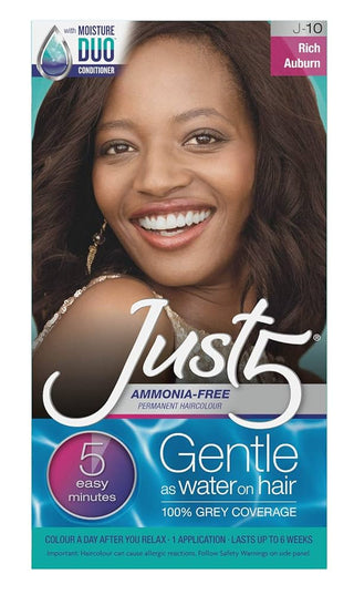 JUST 5 AMMONIA - FREE PERMANENT HAIRCOLOUR RICH AUBURN J - 10 - Beautylicious Canada