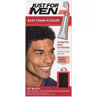 JUST FOR MEN Easy Comb In Color Gray Hair Coloring for Men with Comb Applicator 1.2oz A - 60 JET BLACK - Beautylicious Canada