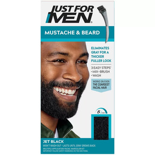 Just For Men Mustache & Beard Beard Coloring for Gray Hair with Brush Included - 60 - Jet Black - Beautylicious Canada