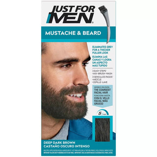 JUST FOR MEN Mustache & Beard Beard Coloring for Gray Hair with Brush Included *M46 DEEP DRK BROWN - Beautylicious Canada